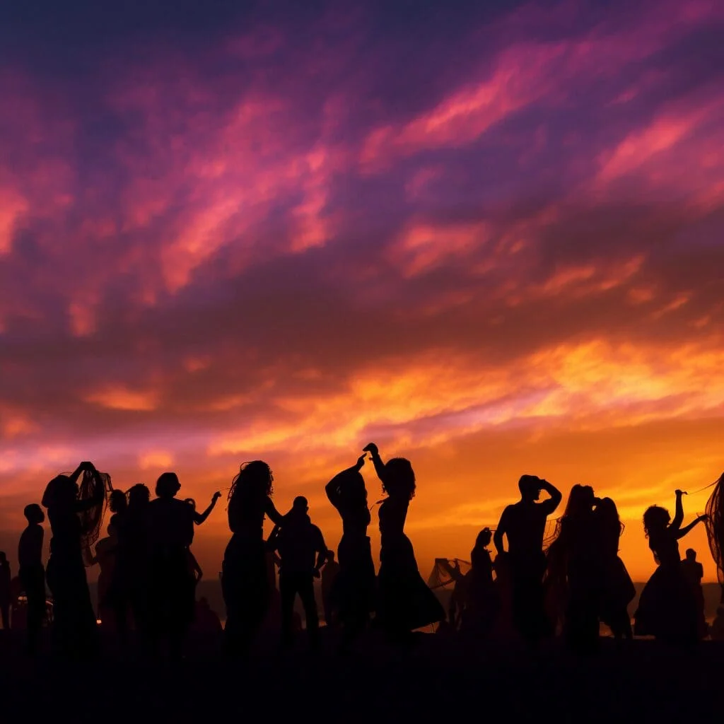 Festival at sunset